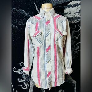 HAND BLEACHED Wrangler Striped Pearl Snap Shirt